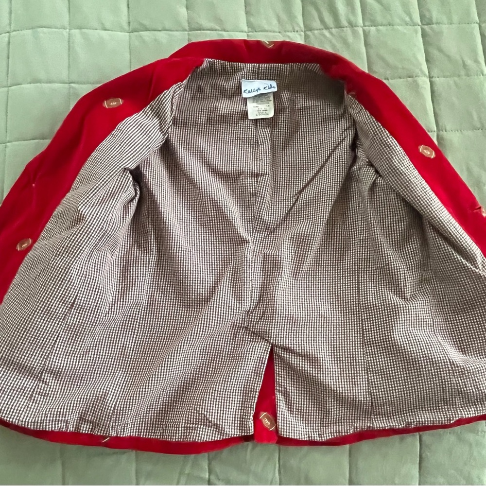 Kelly’s Kids Red Light Corduroy Blazer Jacket Football Embroidery Size Small 5-6 - Picture 14 of 16